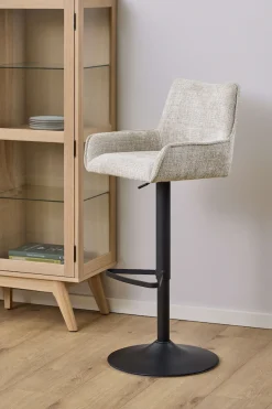 ACTONA GROUP Barhocker »Eddie, Thekenhocker, Barstuhl mit Rückenlehne und Fußstütze« Set, 2, 2 Stk. tlg. Barhocker, Stoffbezug, geschwungene Form, Gaslift, Drehfunktion, FSC™