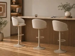 ACTONA GROUP Barhocker »Eleanor gepolstert - drehbar & höhenverstellbar, moderne« 1 Stk. tlg. Bequemer Barstuhl mit Fußstütze und Drehfunktion im Scandi Stil