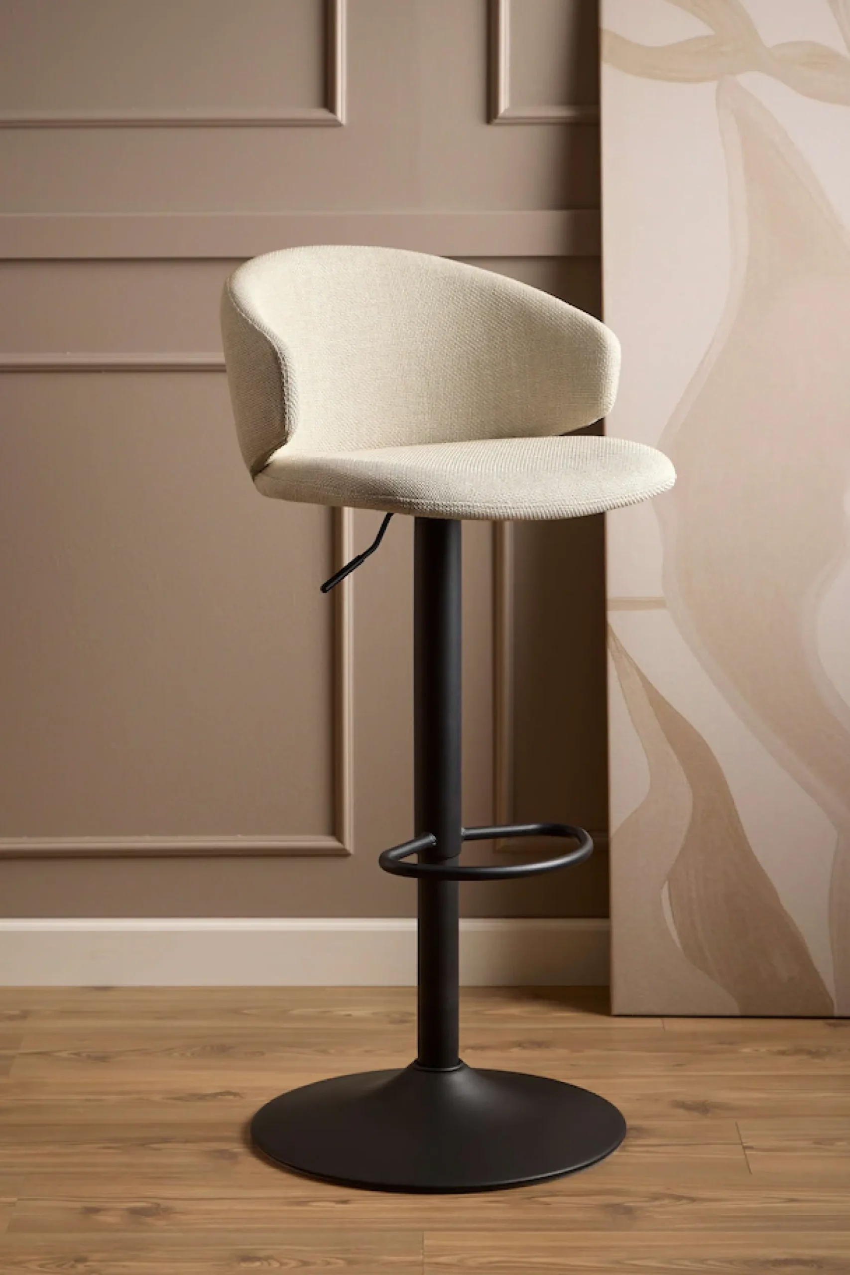 ACTONA GROUP Barhocker »Ella« Set, 2 stk, 2 Stk. tlg. Barhocker, Basel beige, Trompete Gestell matt schwarz rau, 2 Stk