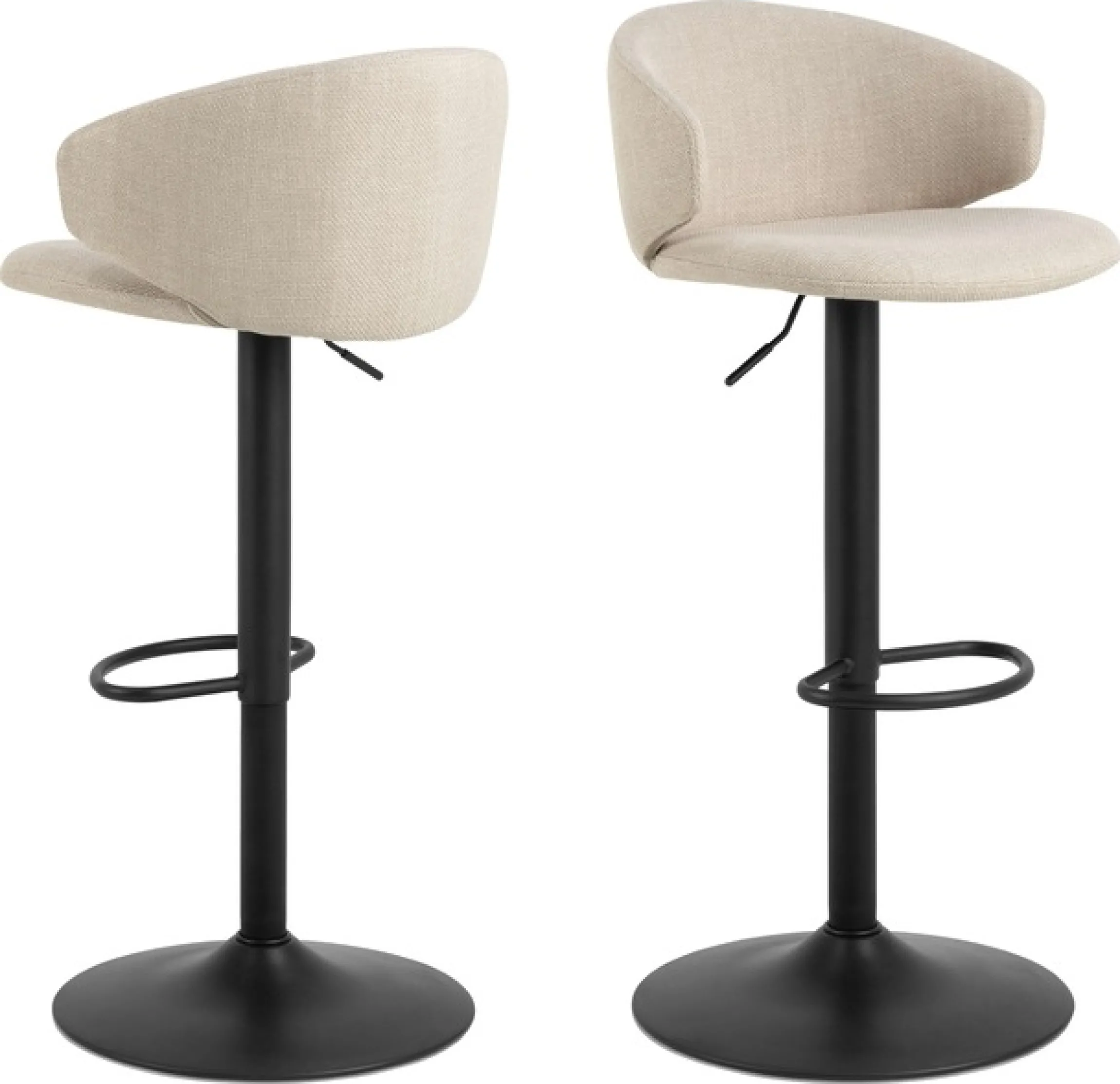 ACTONA GROUP Barhocker »Ella« Set, 2 stk, 2 Stk. tlg. Barhocker, Basel beige, Trompete Gestell matt schwarz rau, 2 Stk