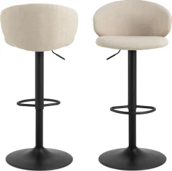ACTONA GROUP Barhocker »Ella« Set, 2 stk, 2 Stk. tlg. Barhocker, Basel beige, Trompete Gestell matt schwarz rau, 2 Stk