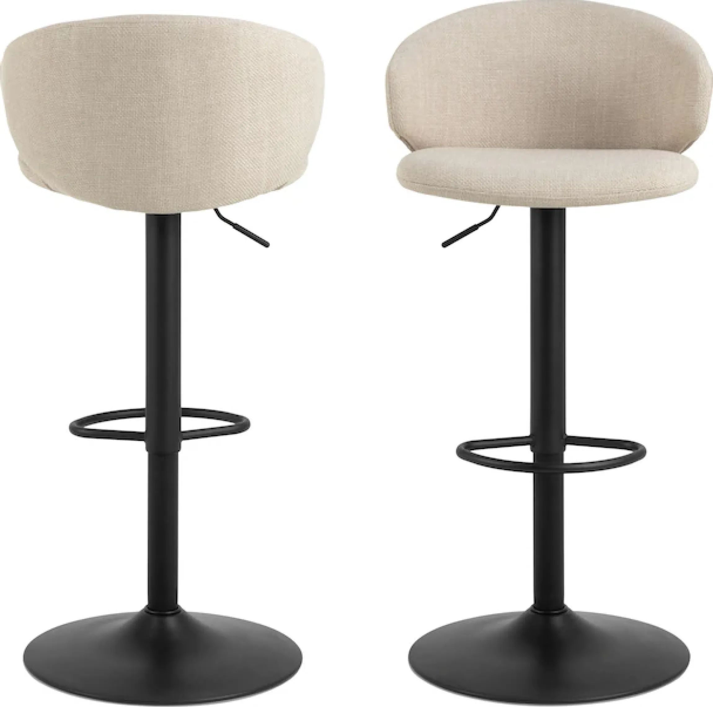 ACTONA GROUP Barhocker »Ella« Set, 2 stk, 2 Stk. tlg. Barhocker, Basel beige, Trompete Gestell matt schwarz rau, 2 Stk