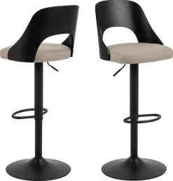 ACTONA GROUP Barhocker »Lucy Barstuhl, Fussstütze, Drehbar, Höhenverstellbar,« Stoff/Furnier, Trompetenfuß, Gasfeder, 2er Set