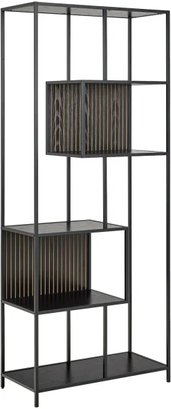 ACTONA GROUP Bücherregal »Seaford, Standregal, Regal, Raumteiler« 77x35x185 cm,schwarzer Stahlrahmen, 5 Regale, Wendemodul, Breite 77 cm