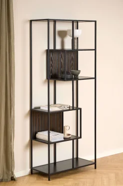 ACTONA GROUP Bücherregal »Seaford, Standregal, Regal, Raumteiler« 77x35x185 cm,schwarzer Stahlrahmen, 5 Regale, Wendemodul, Breite 77 cm