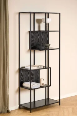 ACTONA GROUP Bücherregal »Seaford, Standregal, Regal, Raumteiler« 77x35x185 cm,schwarzer Stahlrahmen, 5 Regale, Wendemodul, Breite 77 cm