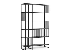 ACTONA GROUP Bücherregal »Strington, Regal, Raumteiler, Standregal« (B/T/H: 120/35/185 cm),schwarzer Stahlrahmen, 5 Regale, Marmoroptik, FSC™