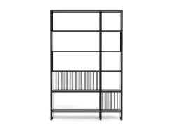 ACTONA GROUP Bücherregal »Strington, Regal, Raumteiler, Standregal« (B/T/H: 120/35/185 cm),schwarzer Stahlrahmen, 5 Regale, Marmoroptik, FSC™