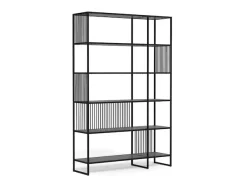 ACTONA GROUP Bücherregal »Strington, Regal, Raumteiler, Standregal« (B/T/H: 120/35/185 cm),schwarzer Stahlrahmen, 5 Regale, Marmoroptik, FSC™