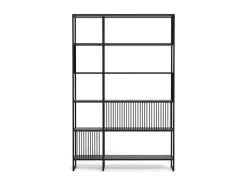ACTONA GROUP Bücherregal »Strington, Regal, Raumteiler, Standregal« (B/T/H: 120/35/185 cm),schwarzer Stahlrahmen, 5 Regale, Marmoroptik, FSC™