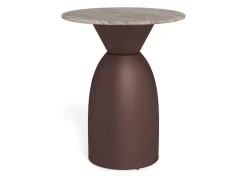 ACTONA GROUP Beistelltisch »Ferrol Kaffeetisch – elegant & kompakt mit grauer Marmorplatte« Grauer Toronto Marmor, mattes Bronze-Stahlgestell. Ø: 40 cm.