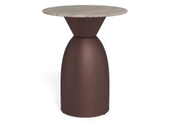 ACTONA GROUP Beistelltisch »Ferrol Kaffeetisch – elegant & kompakt mit grauer Marmorplatte« Grauer Toronto Marmor, mattes Bronze-Stahlgestell. Ø: 40 cm.