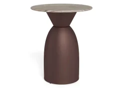 ACTONA GROUP Beistelltisch »Ferrol Kaffeetisch – elegant & kompakt mit grauer Marmorplatte« Grauer Toronto Marmor, mattes Bronze-Stahlgestell. Ø: 40 cm.