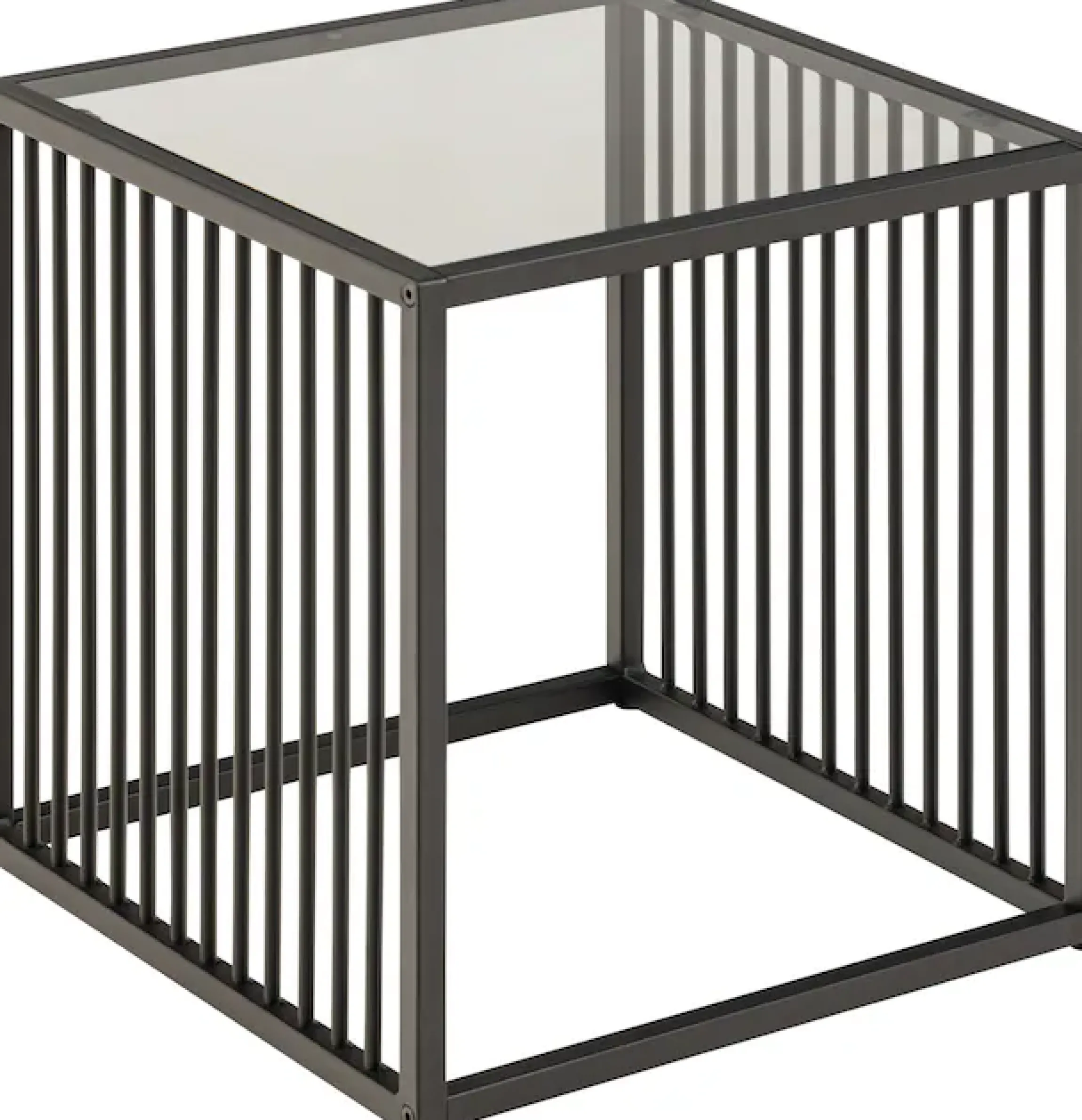 ACTONA GROUP Beistelltisch »Strington, robuster Ecktisch im skandinavischem Design, robust« Ecktisch, Glas, pflegeleicht, vertikalen Metalllamellen, H: 63 cm