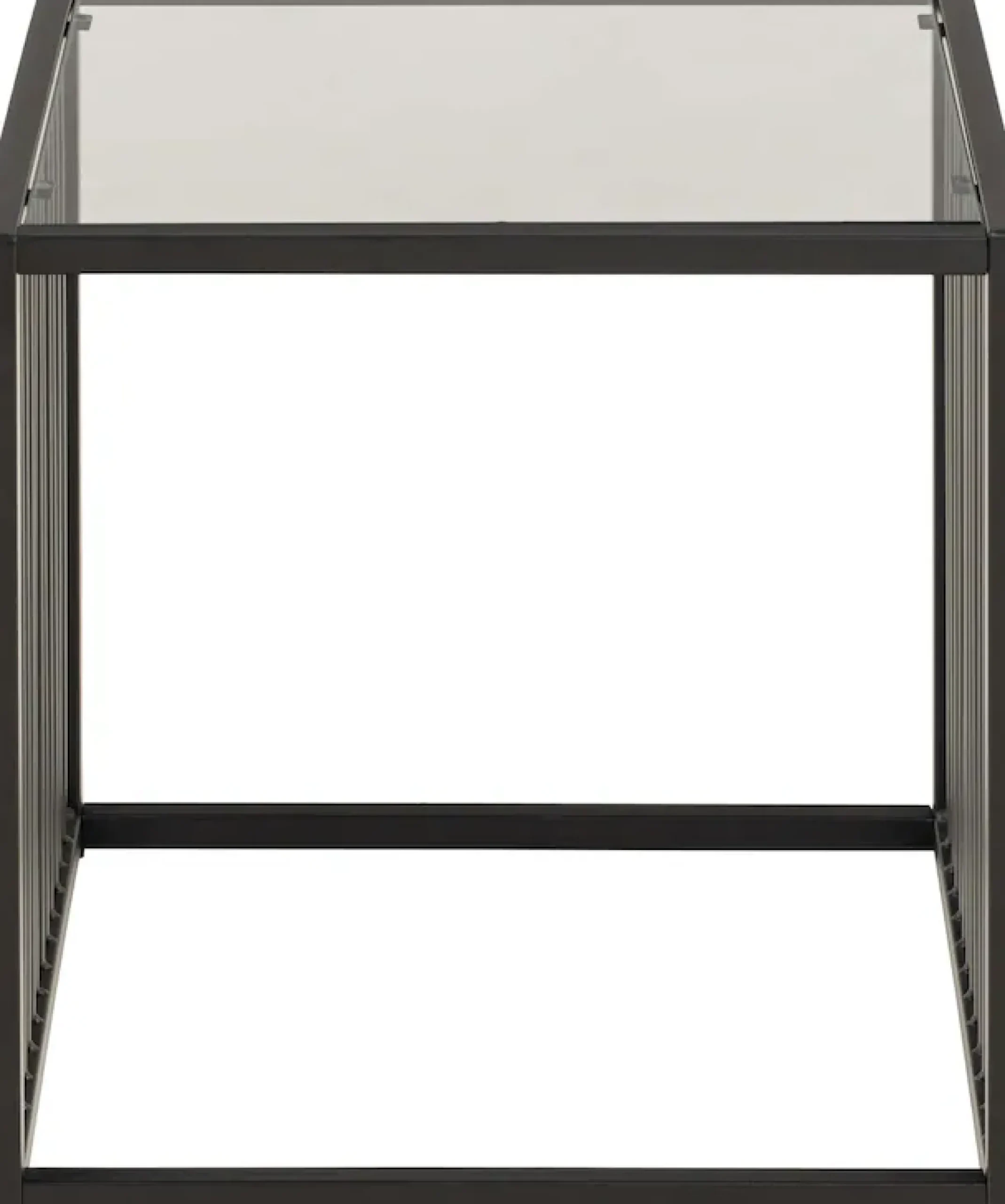 ACTONA GROUP Beistelltisch »Strington, robuster Ecktisch im skandinavischem Design, robust« Ecktisch, Glas, pflegeleicht, vertikalen Metalllamellen, H: 63 cm