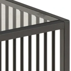 ACTONA GROUP Beistelltisch »Strington, robuster Ecktisch im skandinavischem Design, robust« Ecktisch, Glas, pflegeleicht, vertikalen Metalllamellen, H: 63 cm