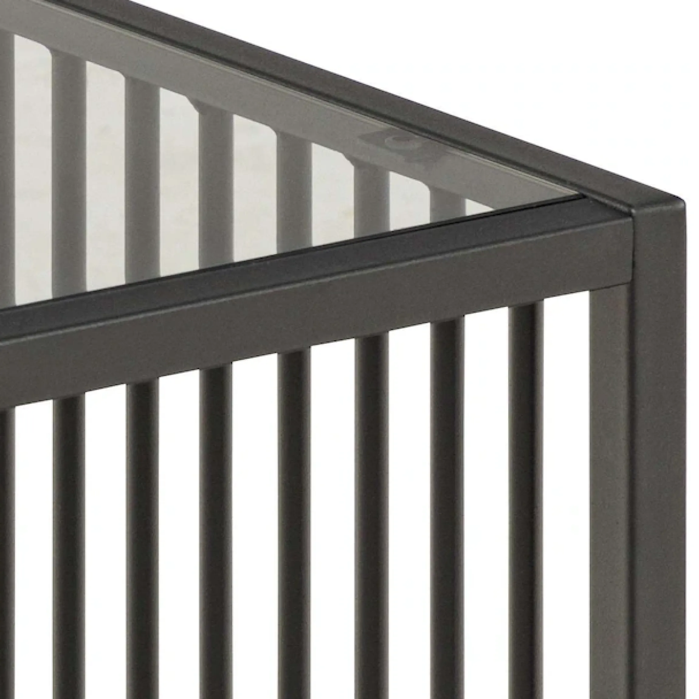 ACTONA GROUP Beistelltisch »Strington, robuster Ecktisch im skandinavischem Design, robust« Ecktisch, Glas, pflegeleicht, vertikalen Metalllamellen, H: 63 cm
