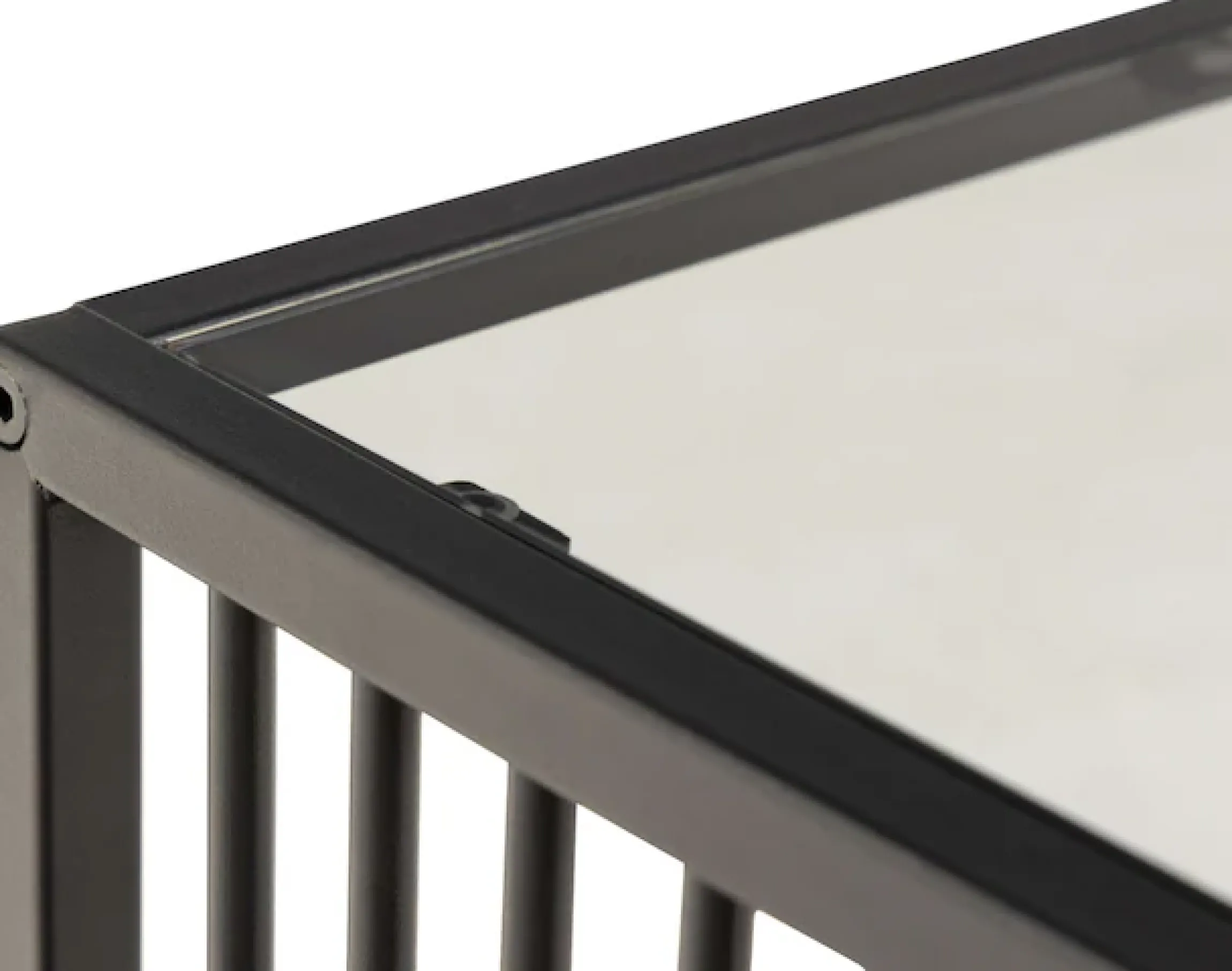 ACTONA GROUP Beistelltisch »Strington, robuster Ecktisch im skandinavischem Design, robust« Ecktisch, Glas, pflegeleicht, vertikalen Metalllamellen, H: 63 cm