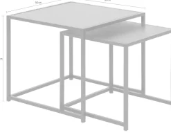 ACTONA GROUP Beistelltisch Set, 2 Stk. tlg. Metallrahmen, Industrie-Look und quadratischer Form, Satz von 2 Stück