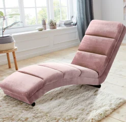 ACTONA GROUP Chaiselongue »Sigmund« mit schwarzen, pulverbeschichteten Metallbeinen und Samtvelours Bezug