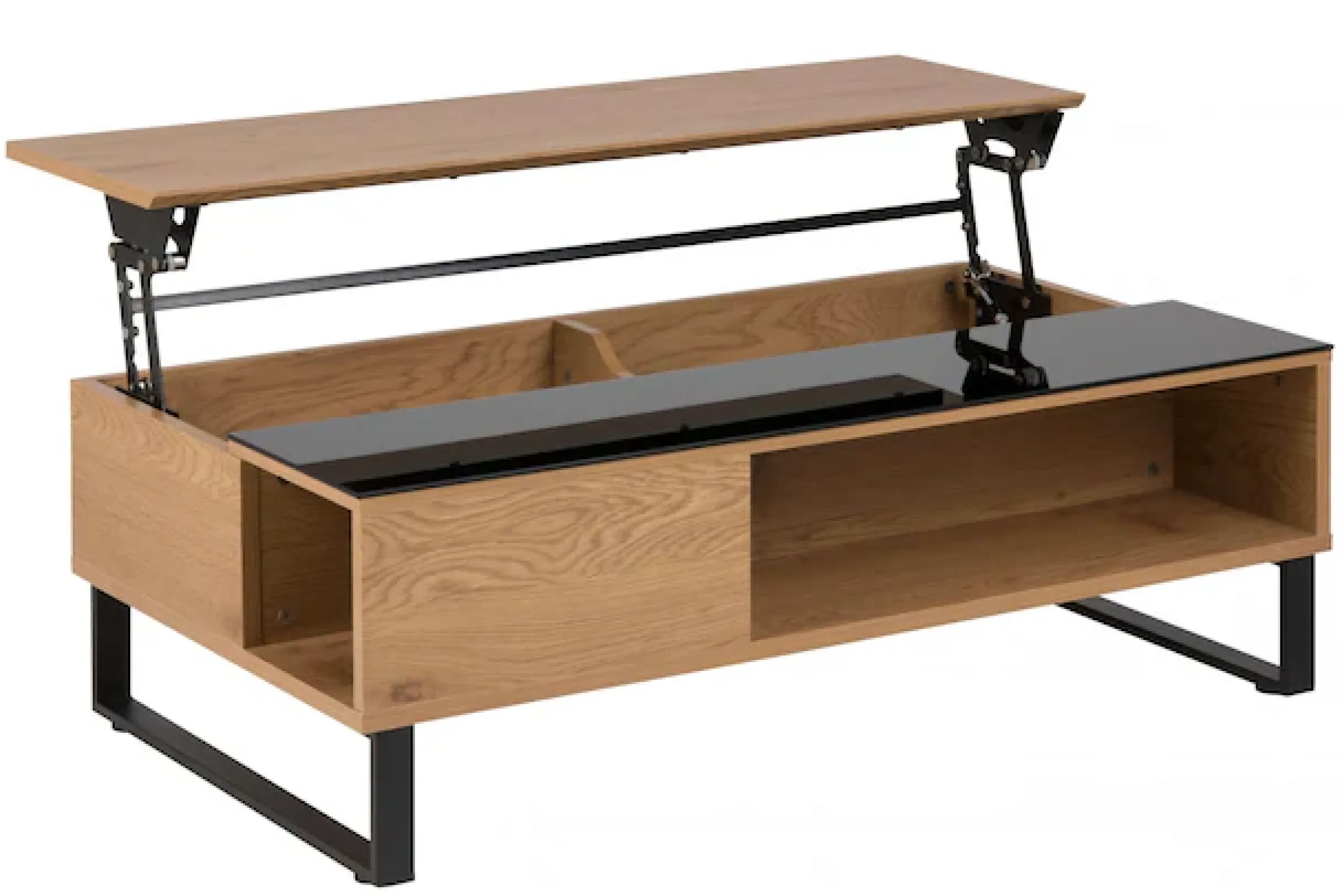 ACTONA GROUP Couchtisch »Azalea« Sofatisch, Kaffeetisch, Glas, Kufengestell, Höhenverstellbar, Stauraum