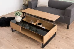 ACTONA GROUP Couchtisch »Azalea« Sofatisch, Kaffeetisch, Glas, Kufengestell, Höhenverstellbar, Stauraum