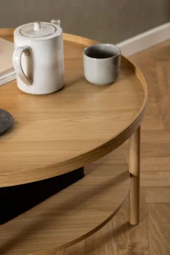 ACTONA GROUP Couchtisch »Banbury, Sofatisch, Wohnzimmertisch« 80x80x42cm,2 Ebenen, Eichenfurnier, runde Form, FSC™