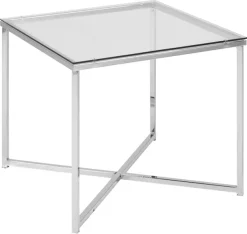 ACTONA GROUP Couchtisch »Cross« Beistelltisch, gehärtetem Klarglas, Stahlgestell, B: 50 cm
