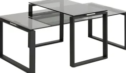 ACTONA GROUP Couchtisch »Karolina« Set, 2 Stk. tlg. aus rauchfarbigen Glas und schönem pulverbeschichtetem Metallgestell