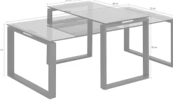 ACTONA GROUP Couchtisch »Karolina« Set, 2 Stk. tlg. aus rauchfarbigen Glas und schönem pulverbeschichtetem Metallgestell