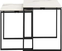 ACTONA GROUP Couchtisch »Katrine, 2er-Set, Kaffetisch, Keramik-Tischplatte, modern, Scandi« Set, Set aus 2 Couchtischen, 2 Stk. tlg. Quadratisch, robustes schwarzes Stahlgestell, B: 50 x T: 50 cm