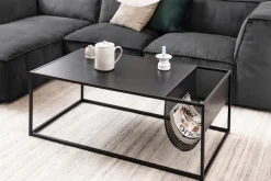 ACTONA GROUP Couchtisch mit Gestell aus Metall, rechteckige Form, Zeitungsständer aus Metall