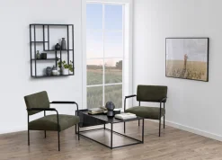 ACTONA GROUP Couchtisch mit Gestell aus Metall, rechteckige Form, Zeitungsständer aus Metall