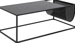 ACTONA GROUP Couchtisch mit Gestell aus Metall, rechteckige Form, Zeitungsständer aus Metall
