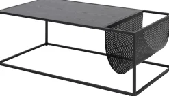 ACTONA GROUP Couchtisch mit Gestell aus Metall, rechteckige Form, Zeitungsständer aus Metall