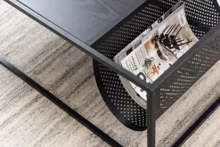 ACTONA GROUP Couchtisch mit Gestell aus Metall, rechteckige Form, Zeitungsständer aus Metall