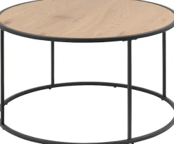 ACTONA GROUP Couchtisch mit Tischplatte in Naturoptik und schmalem Metallfuß, rund, T: 80 cm