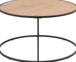 ACTONA GROUP Couchtisch mit Tischplatte in Naturoptik und schmalem Metallfuß, rund, T: 80 cm