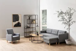 ACTONA GROUP Couchtisch mit Tischplatte in Naturoptik und schmalem Metallfuß, rund, T: 80 cm