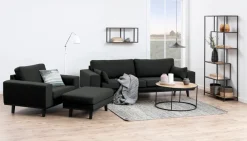 ACTONA GROUP Couchtisch mit Tischplatte in Naturoptik und schmalem Metallfuß, rund, T: 80 cm