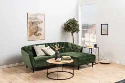 ACTONA GROUP Couchtisch mit Tischplatte in Naturoptik und schmalem Metallfuß, rund, T: 80 cm