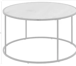 ACTONA GROUP Couchtisch mit Tischplatte in Naturoptik und schmalem Metallfuß, rund, T: 80 cm