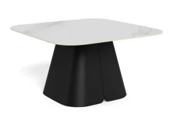 ACTONA GROUP Couchtisch »Salinas, Sofatisch, Tisch, Beistelltisch« B/T/H: 80x80x48 cm,weiße Keramikplatte, abgerunde Ecken, schwarzer Stahlfuß