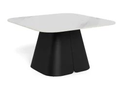 ACTONA GROUP Couchtisch »Salinas, Sofatisch, Tisch, Beistelltisch« B/T/H: 80x80x48 cm,weiße Keramikplatte, abgerunde Ecken, schwarzer Stahlfuß