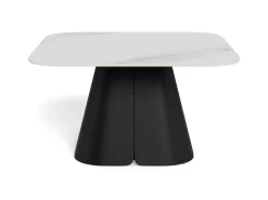 ACTONA GROUP Couchtisch »Salinas, Sofatisch, Tisch, Beistelltisch« B/T/H: 80x80x48 cm,weiße Keramikplatte, abgerunde Ecken, schwarzer Stahlfuß