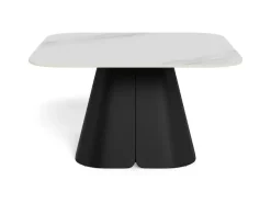ACTONA GROUP Couchtisch »Salinas, Sofatisch, Tisch, Beistelltisch« B/T/H: 80x80x48 cm,weiße Keramikplatte, abgerunde Ecken, schwarzer Stahlfuß