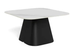 ACTONA GROUP Couchtisch »Salinas, Sofatisch, Tisch, Beistelltisch« B/T/H: 80x80x48 cm,weiße Keramikplatte, abgerunde Ecken, schwarzer Stahlfuß