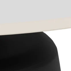 ACTONA GROUP Couchtisch »Santorini Kaffetisch - modern & stilvoll mit langlebiger Keramikplatte« Hellbeige Travertin-Keramik, graues Stahlgestell. Ø: 70 cm