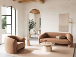 ACTONA GROUP Couchtisch »Santorini Beistelltisch – modern & kompakt, langlebige Keramikplatte« Pflegeleicht, Keramik Tischplatte, schwarzes Stahlgestell, Ø: 45 cm