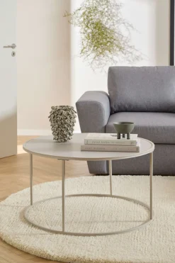 ACTONA GROUP Couchtisch »Seaford Kaffeetisch, Wohnzimmertisch« Runder Couchtisch mit grauer Melaminplatte und Stahlgestell, Ø80x45 cm